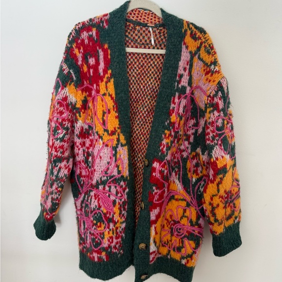Free People Sweaters - Free People Alexis Floral Knit Cardigan M